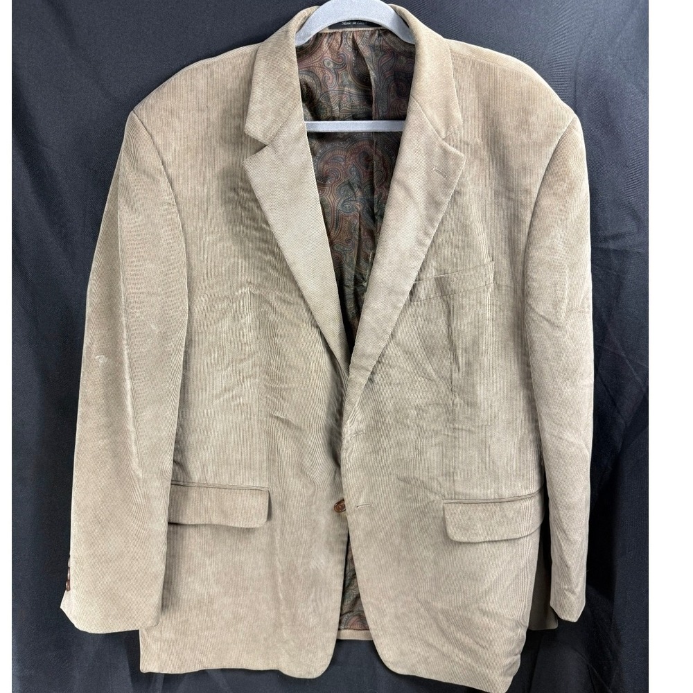 Lauren‎ Ralph Lauren Corduroy Blazer Jacket Tan Paisley Lined Mens